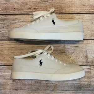 White Polo Ralph Lauren Canvas Boat Shoes Size 11